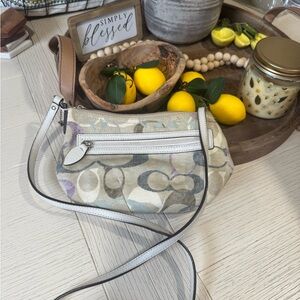 Coach Cream and Tan Crossbody Bag with Modern Design